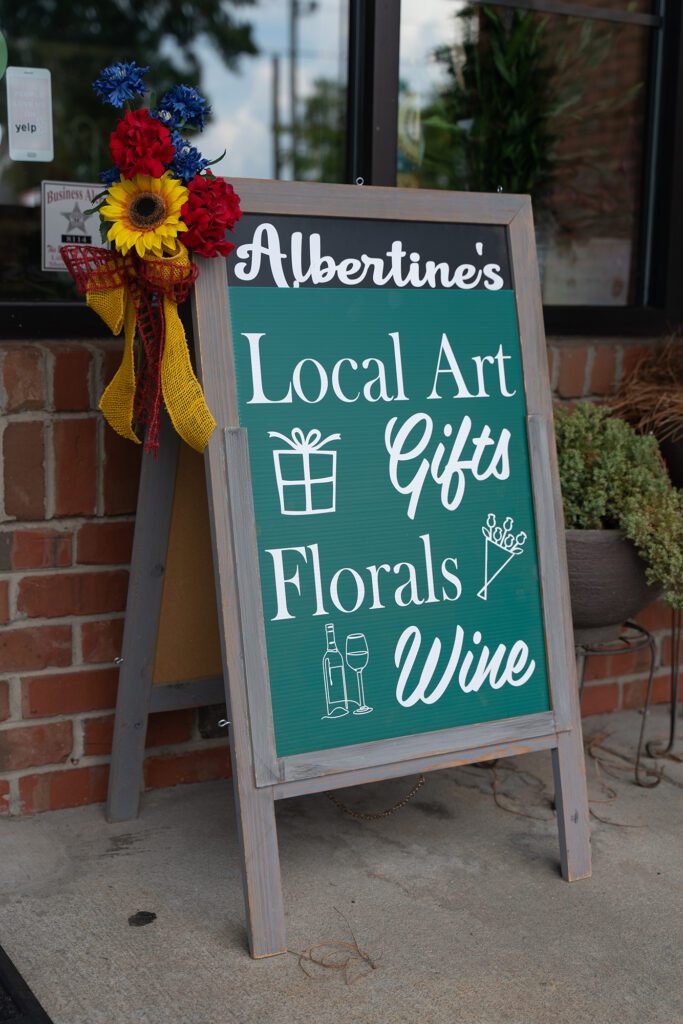 Albertine Florals Wine & Gifts Store Signage